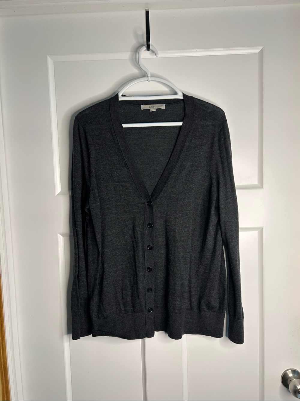 Loft Women’s XL Cardigan Wool Blend Gray Preppy 4845
